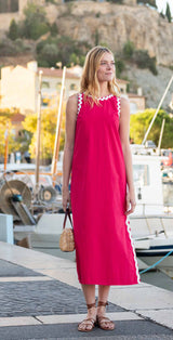 Mersea Luna Ric Rac Maxi Dress in Cherries Jubilee