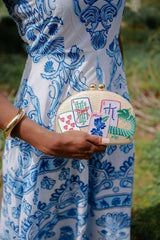 Mahjong Embroidered Clutch