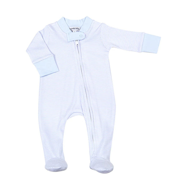 Magnolia Baby Mini Stripe Footie in Blue