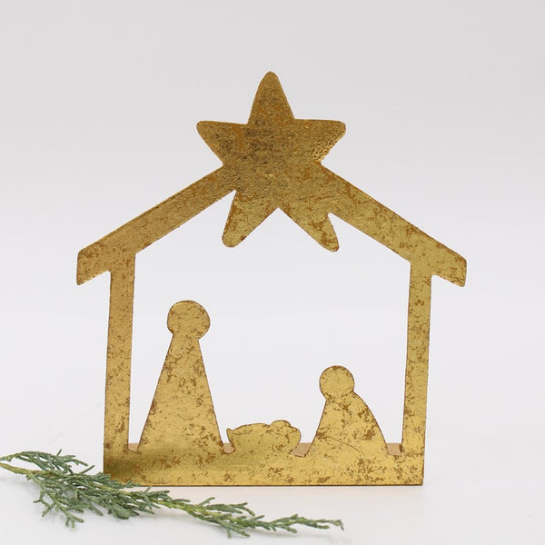 Gold Tabletop Nativity Silhouette