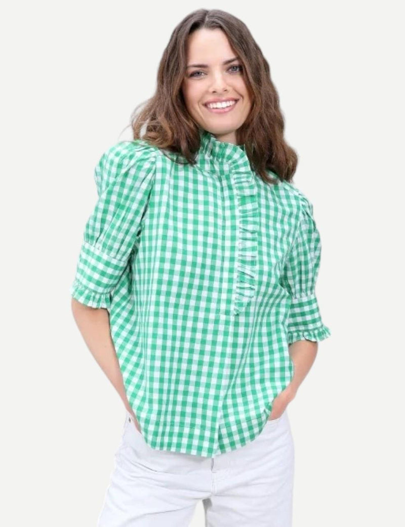 Westport Top in Green Gingham