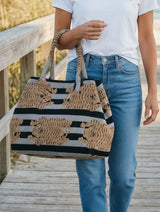 Black Bengal Velvet Large Snap Bag with Lining and Handles