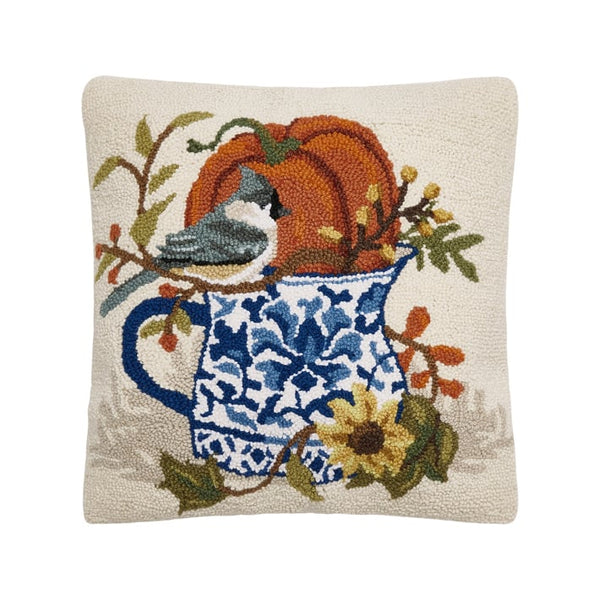 Fall Birds with Teapots Pillow