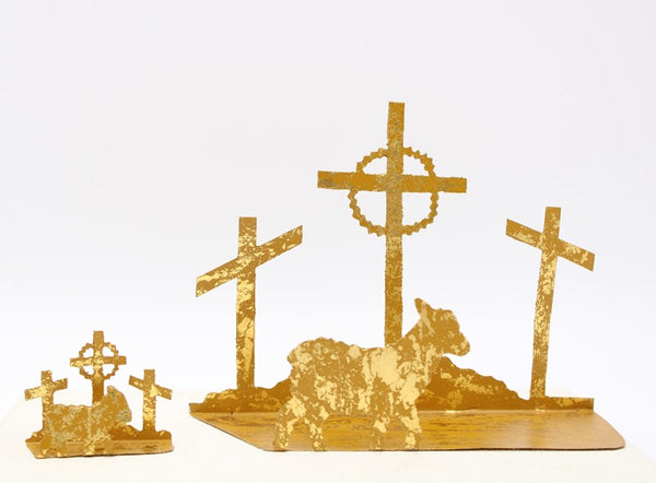 Metal Crosses + Lamb Silhouette in Gold (Two Size Options)