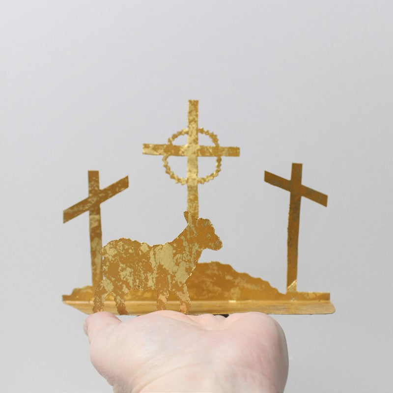 Metal Crosses + Lamb Silhouette in Gold (Two Size Options)