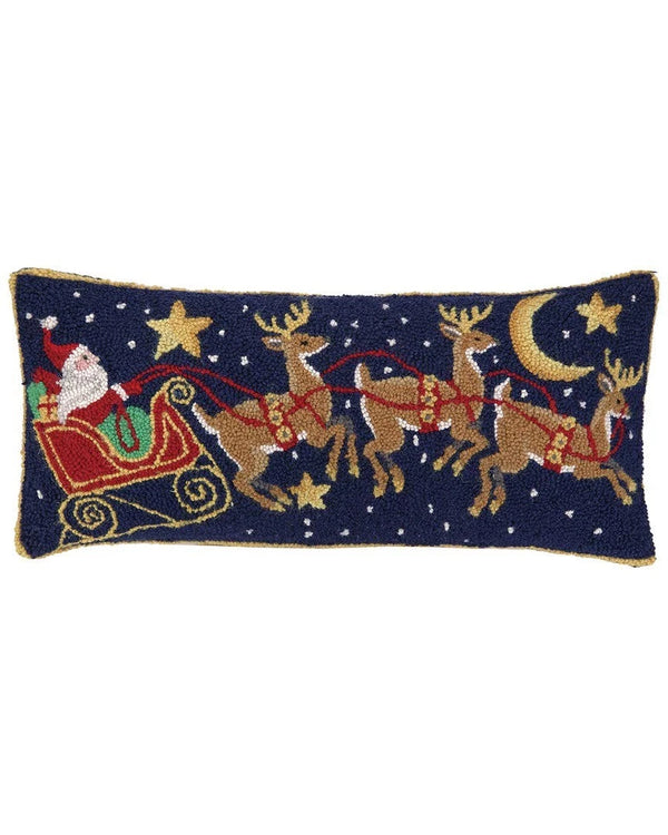Santa with 3 Reindeer Pillow