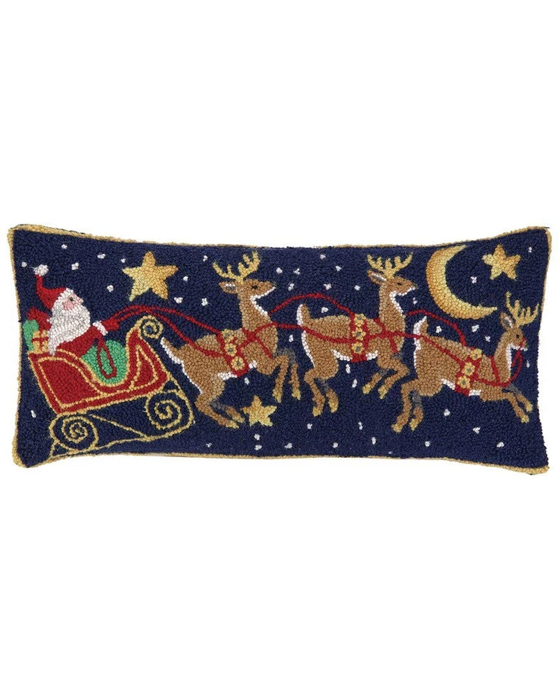 Santa with 3 Reindeer Pillow