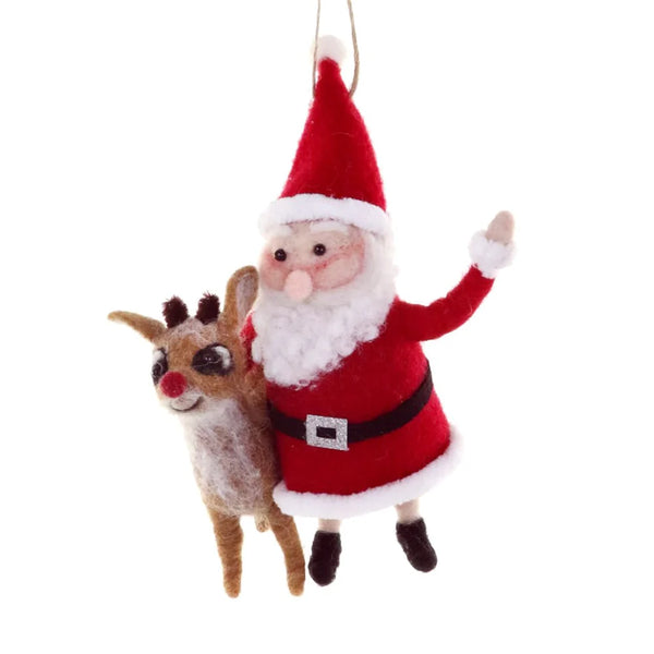 Santa and Rudolph Felt Ornament