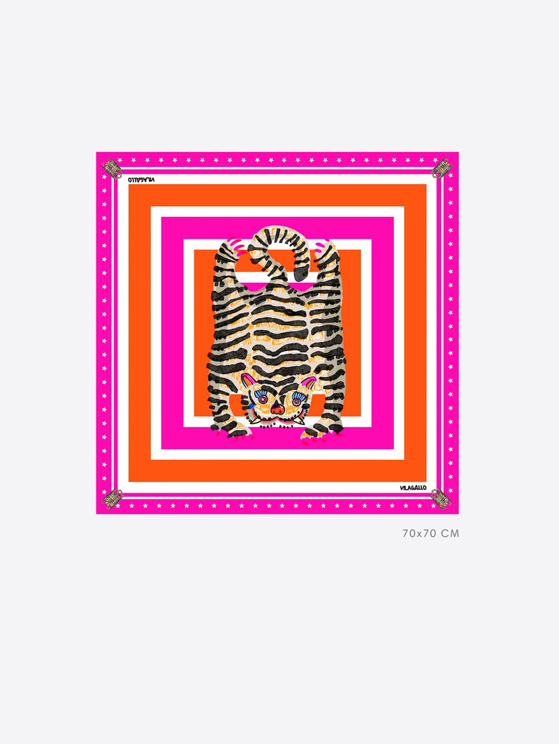 Vilagallo Silk Pink Tiger Scarf