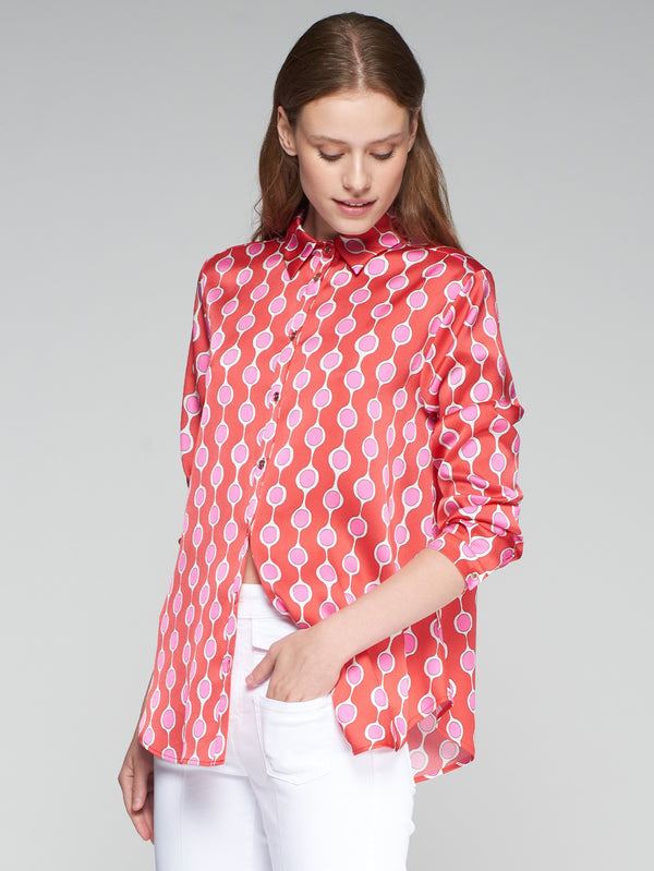 Vilagallo Anastasia Blouse in Rosa Geometric