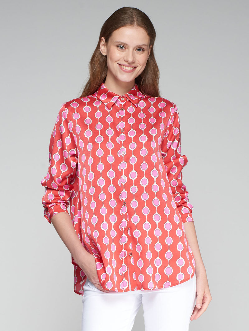 Vilagallo Anastasia Blouse in Rosa Geometric