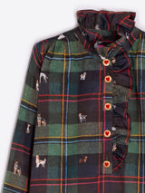 Vilagallo Plaid Dog Shirt with Heart Buttons