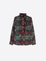 Vilagallo Plaid Dog Shirt with Heart Buttons