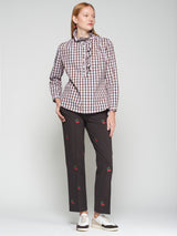 Vilagallo Chocolate Plaid Blouse