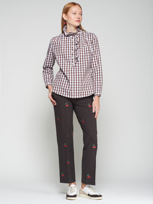 Vilagallo Chocolate Plaid Blouse