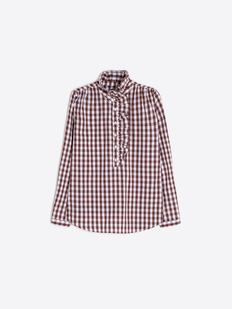 Vilagallo Chocolate Plaid Blouse