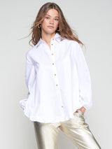 Vilagallo White Blouse with Heart Buttons