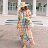 Sunshine Tienda Rainbow Plaid Oasis Dress