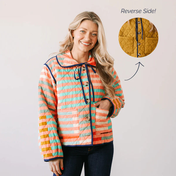 Reversible Stripe Stevie Quilted Jacket