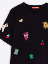 Vilagallo Black Embroidered Tee
