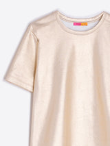 Vilagallo Amalia Metallic Gold Stretch T-Shirt