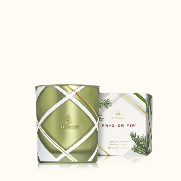 Thymes Frasier Fir Frosted Plaid Candle 6.5oz