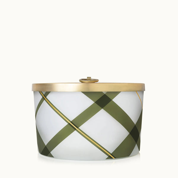 Thymes Frasier Fir 3 Wick Large Frosted Plaid Candle