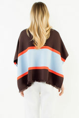 Colorblock Poncho in Brown