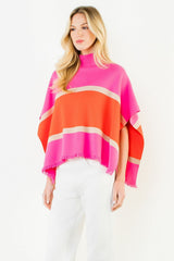 Colorblock Poncho in Pink
