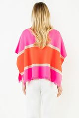 Colorblock Poncho in Pink