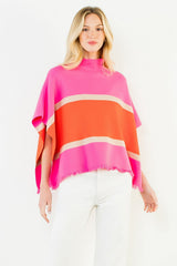 Colorblock Poncho in Pink