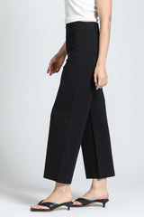 Black Ponte Cropped Wide Leg Pant