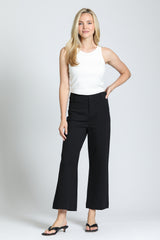 Black Ponte Cropped Wide Leg Pant