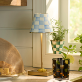 Mackenzie Childs Sky Check LED Rechargeable Cafe Table Lamp