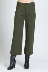 Green Fennel Ponte Cropped Wide Leg Pant