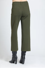 Green Fennel Ponte Cropped Wide Leg Pant