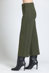 Green Fennel Ponte Cropped Wide Leg Pant