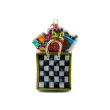 Mackenzie Childs Confetti Shopping Bag Glass Ornament