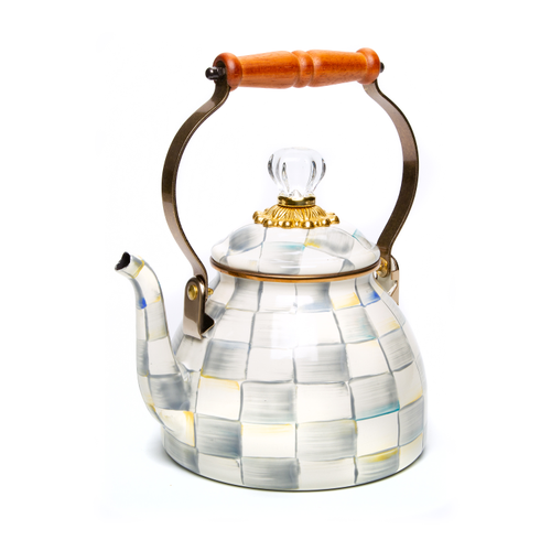 Mackenzie Childs Sterling Check 2 Quart Tea Kettle