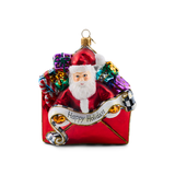 Mackenzie Childs Christmas Letter Santa Glass Ornament