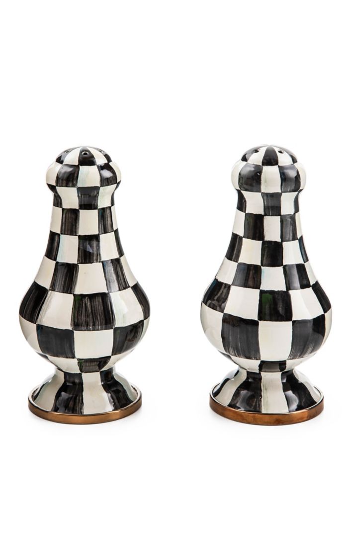 Mackenzie Childs Courtly Check Large Salt and Pepper Shakers