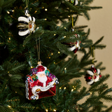 Mackenzie Childs Christmas Letter Santa Glass Ornament