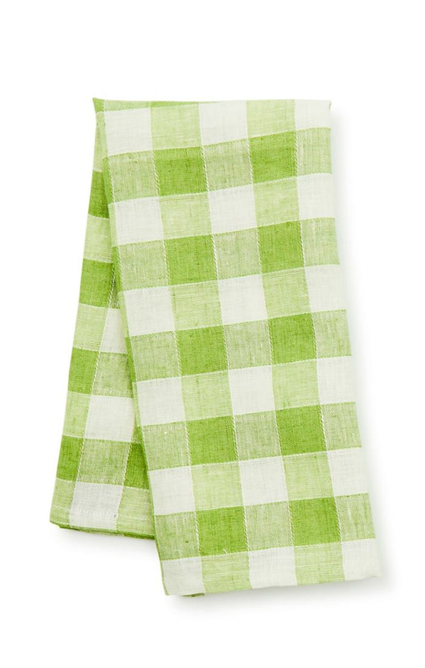 Mackenzie Childs Green Check Linen Dish Towel