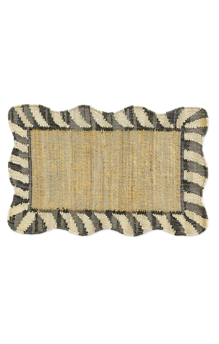 Mackenzie Childs Jute scalloped black and white 2' x 3' rug