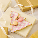 Mackenzie Childs Bubblegum Pink Check Tree Dish