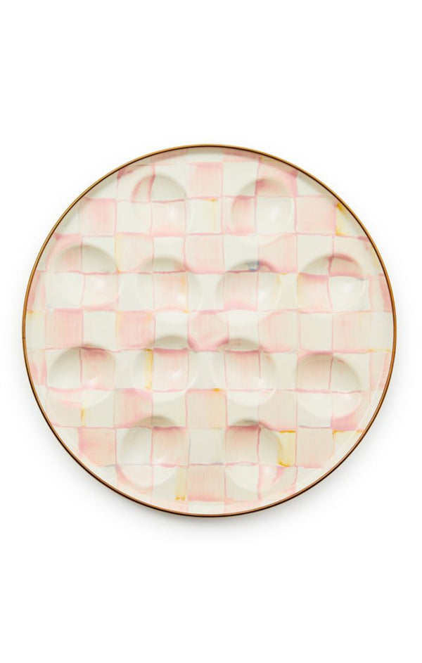 Mackenzie Childs Rosy Check Egg Plate