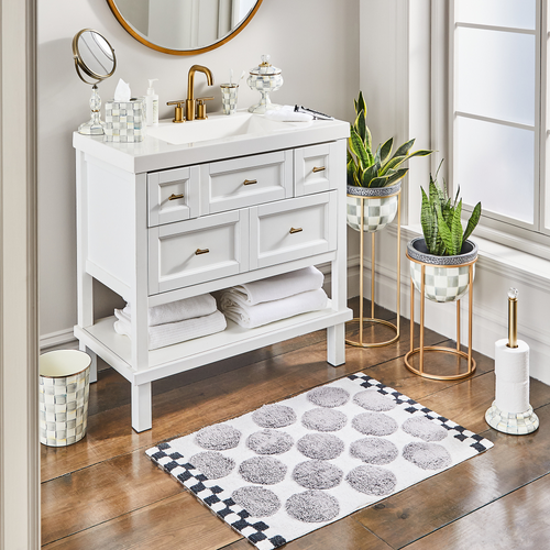 Mackenzie Childs Sterling Check Toilet Tissue Storage