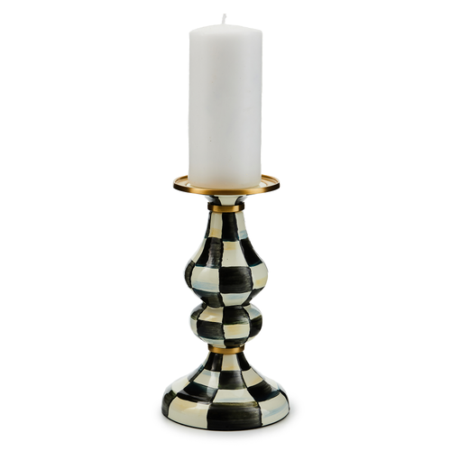 Mackenzie Childs Courtly Check Medium Pillar Candlestick