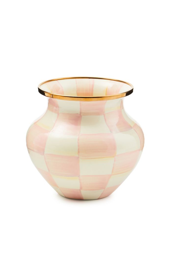 Mackenzie Childs Rosy Check Vase