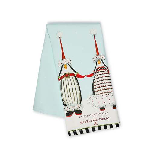 Mackenzie Childs Patience Brewster Santa Penguins Dish Towel